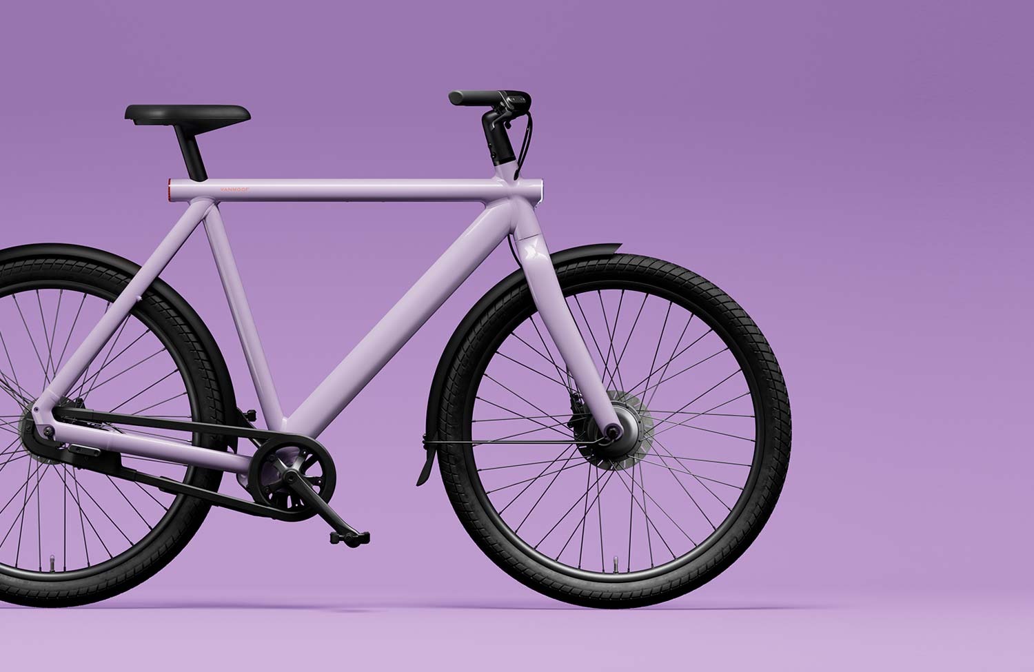 VanMoof S4 in Purple Fog, full side profile
